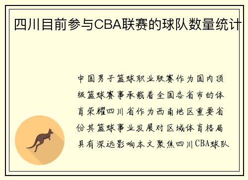 四川目前参与CBA联赛的球队数量统计